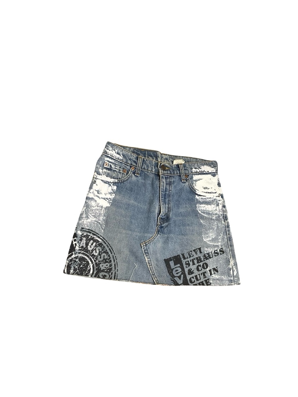 Vtg Levi's Levis Distressed Denim Mini Skirt Sz 30 Festival Punk Grunge Beach